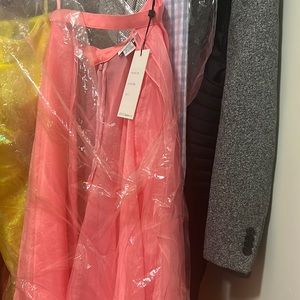 NWT Ashley Lauren pink organza detachable train